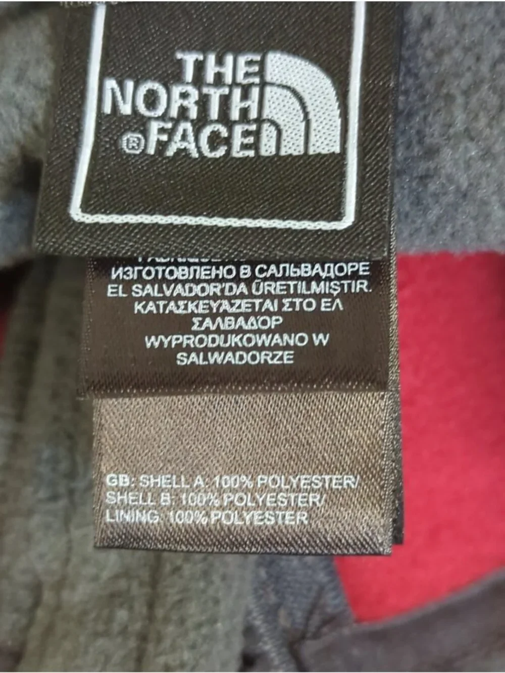 The North Face Grey Red Full Zip Fleece Jacket Size XL Pockets Thick Warm-lp
